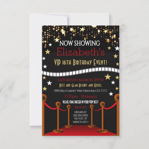  Red Carpet Birthday Invitation