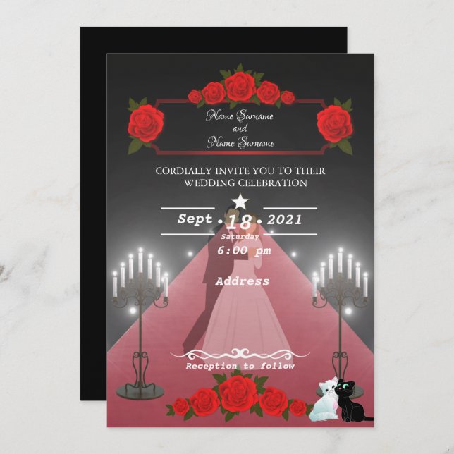 Red Carpet-candles Invitation (Front/Back)