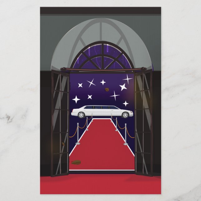 Red Carpet Celebrity Limo Stationery (Front)