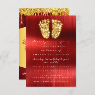 Red Carpet Drips Gold Royal Baby Shower Feet Boy Invitation