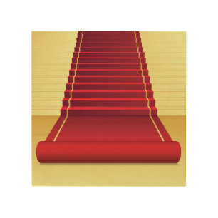Red Carpet Elegance: Vintage Background. Wood Wall Art