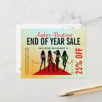 Red Carpet Fashion Models Boutique Sale Promotion Postcard by sunnymars at Zazzle