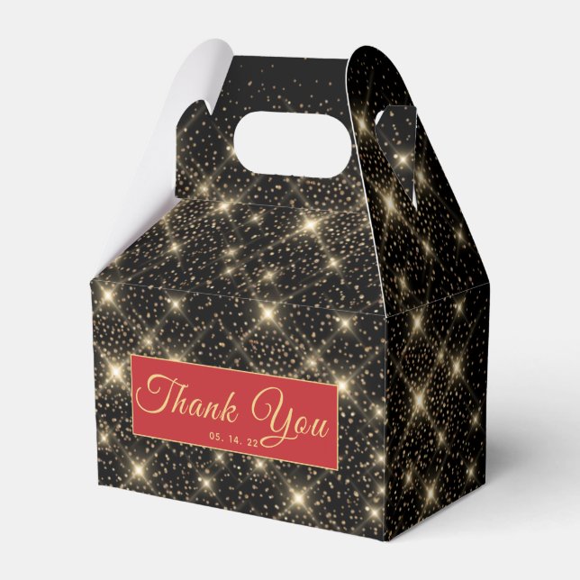 Red Carpet Gold Dust Party Favor Box (Front Side)
