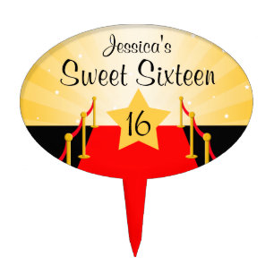 Red Carpet Hollywod Sweet 16 Birthday Party Cake Topper