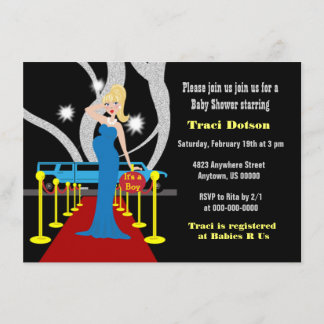 Red carpet Hollywood Baby Shower Invitation boy