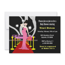 Red carpet Hollywood Baby Shower Invitation girl