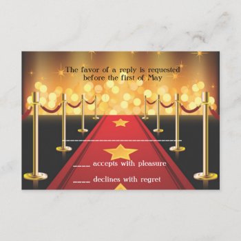 Red Carpet Hollywood Bat Mitzvah  Rsvp Card by PurplePaperInvites at Zazzle