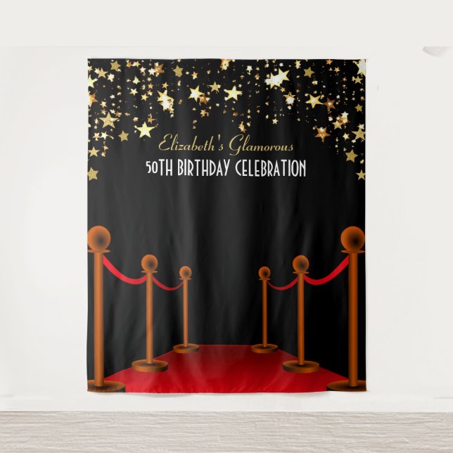 Red Carpet Hollywood Birthday Backdrop  (Front)