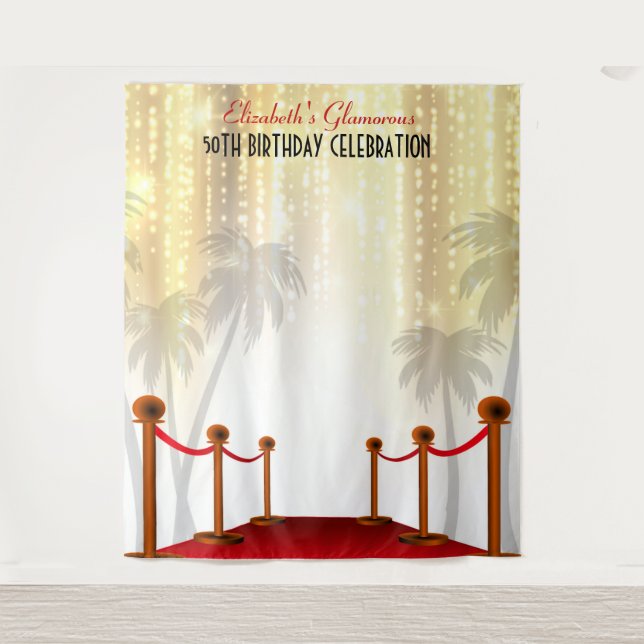 Red Carpet Hollywood Birthday Backdrop  (Front)