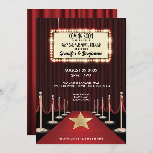 Red Carpet Hollywood Movie Premiere Baby Shower Invitation