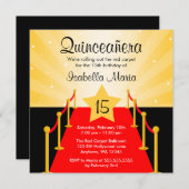 Red Carpet Hollywood Quinceanera Birthday Party Invitation (Front/Back)