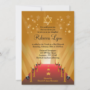 Red Carpet Hollywood Star Bat Mitzvah Invitation
