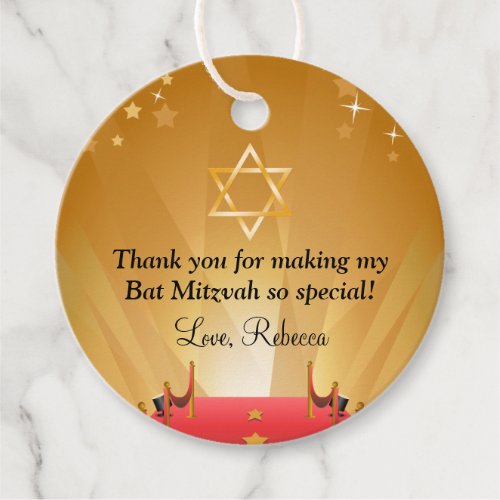 Red Carpet Hollywood Star Bat Mitzvah Thank You Favor Tags