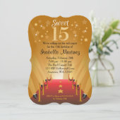 Red Carpet Hollywood Star Sweet 15 Birthday Invitation (Standing Front)