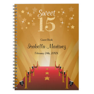 Red Carpet Hollywood Star Sweet 15 Guest Book