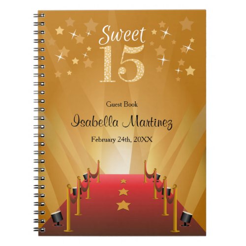 Red Carpet Hollywood Star Sweet 15 Guest Book