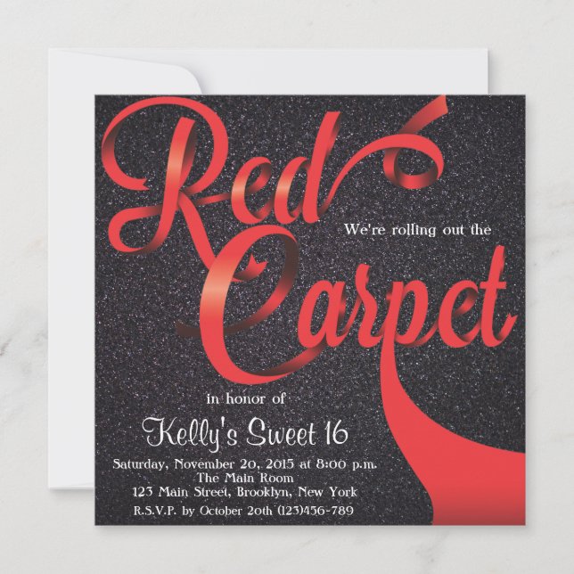 Red Carpet Hollywood Sweet 16 Birthday Invitation (Front)
