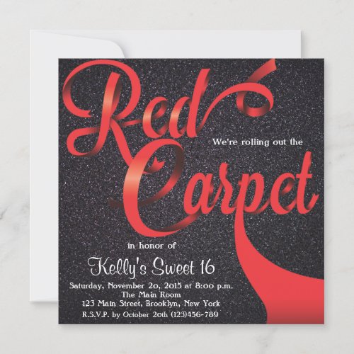 Red Carpet Hollywood Sweet 16 Birthday Invitation