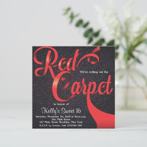 Red Carpet Hollywood Sweet 16 Birthday Invitation | Zazzle