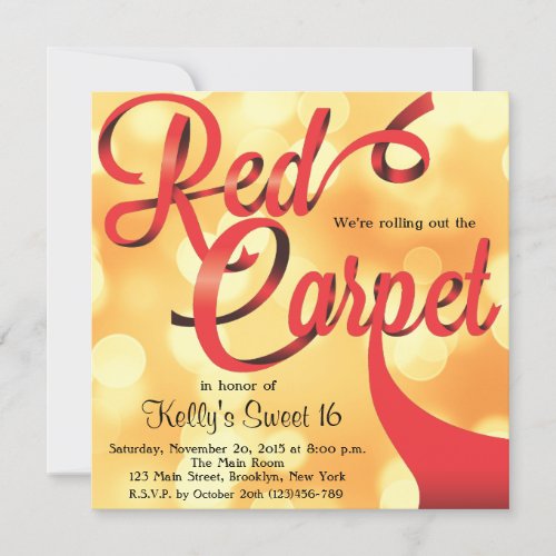 Red Carpet Hollywood Sweet 16 Birthday Invitation