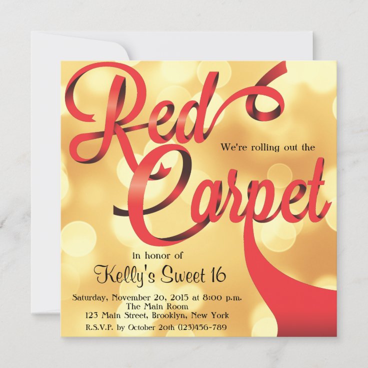 Red Carpet Hollywood Sweet 16 Birthday Invitation | Zazzle