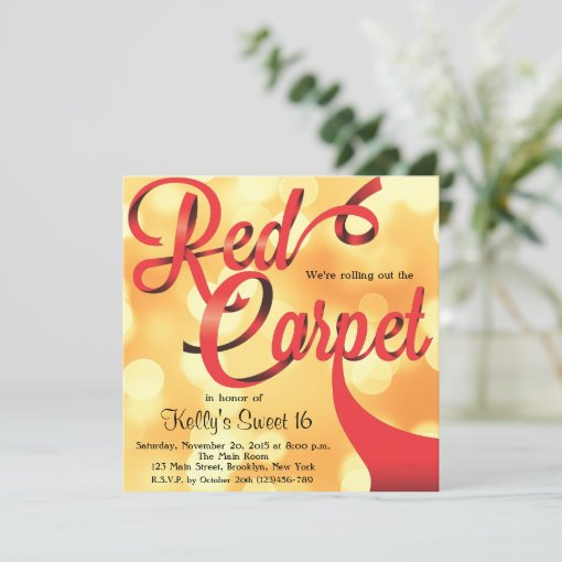 Red Carpet Hollywood Sweet 16 Birthday Invitation | Zazzle