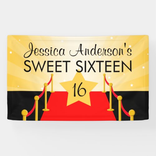 Red Carpet Hollywood Sweet 16 Birthday Party Banner