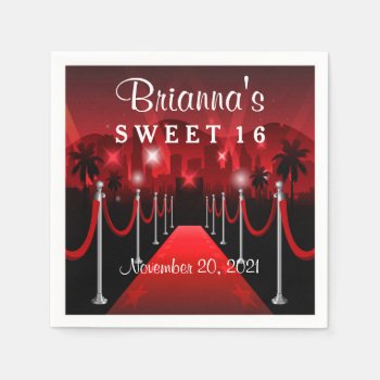 Red Carpet Hollywood Sweet 16 Personalized Napkin by PurplePaperInvites at Zazzle