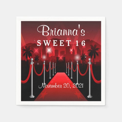 Red Carpet Hollywood Sweet 16 Personalized Napkin