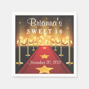 Red Carpet Hollywood Sweet 16 Personalized Napkin