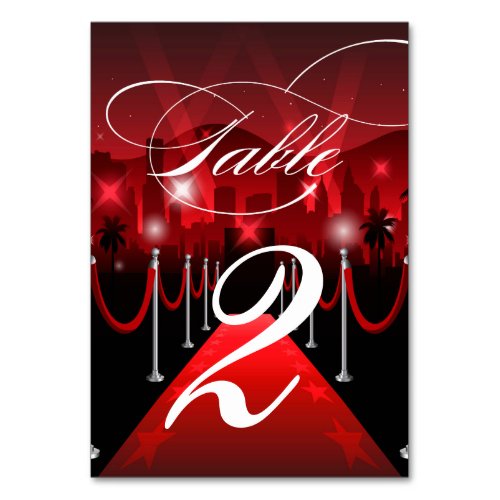 Red Carpet Hollywood Sweet 16 Table Number