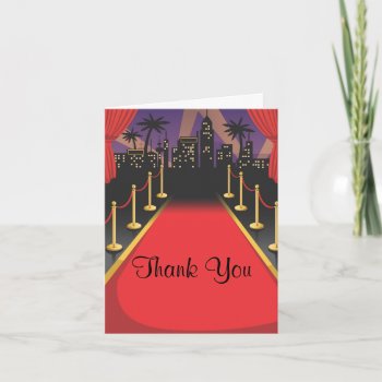 Red Carpet Hollywood Sweet 16 Thank You Card by PurplePaperInvites at Zazzle