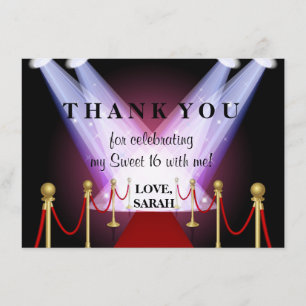 Red Carpet Hollywood Sweet 16 Thank You Note