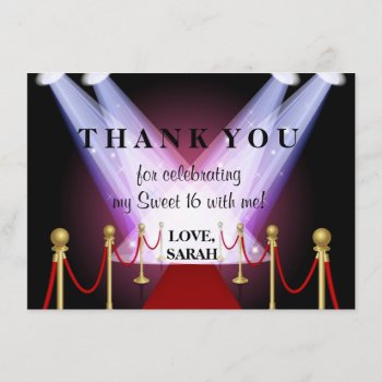 Red Carpet Hollywood Sweet 16 Thank You Note by PurplePaperInvites at Zazzle