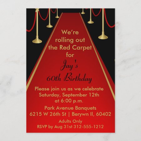 Red Carpet Invitation Hollywood Theme Sweet 16