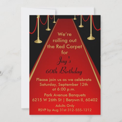 Red Carpet Invitation Hollywood Theme Sweet 16