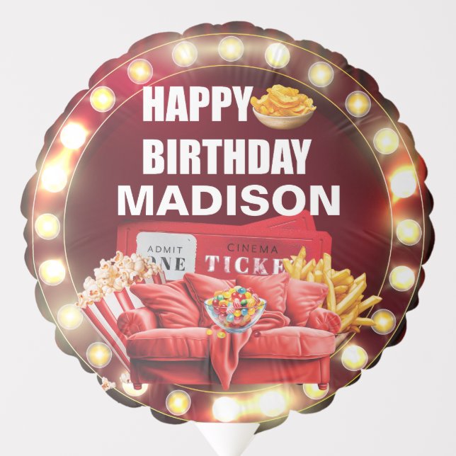Red Carpet Movie Night Personalized Photo Balloon (Front)