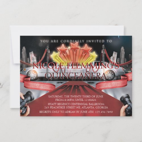 Red Carpet Quinceañera Invitation