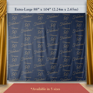 Red Carpet & Repeat Gold Navy 50 Fabulous Birthday Tapestry