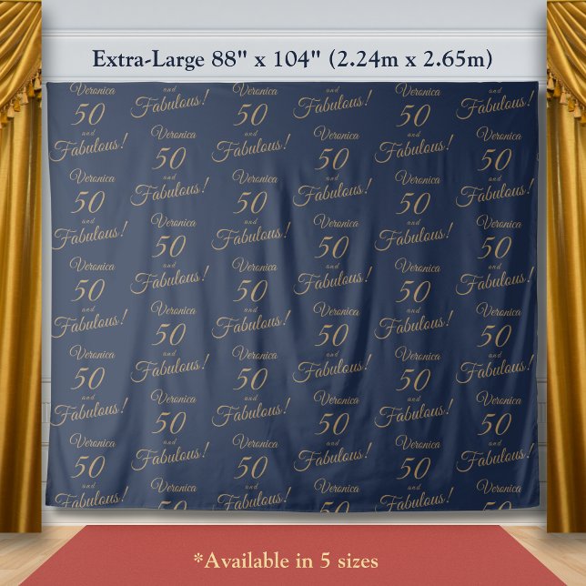 Red Carpet & Repeat Gold Navy 50 Fabulous Birthday Tapestry (Creator Uploaded)