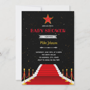 Red carpet shower birthday invitation