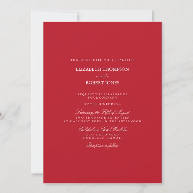 Red Carpet Solid Color Trend Invitation (Front)