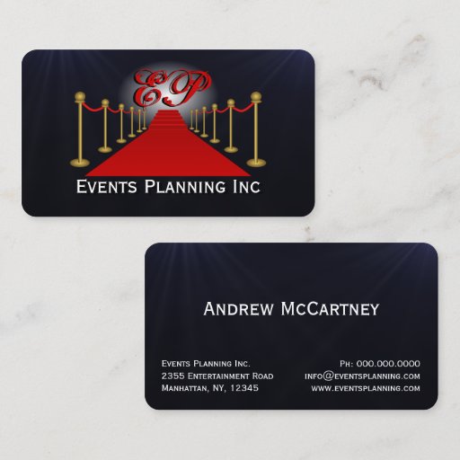Customizable Red Carpet Special Events Planner Business Cards