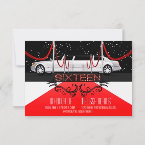 Red Carpet Sweet 16 Party Invitations