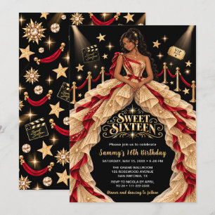 Red Carpet Sweet Sixteen Birthday Invitation