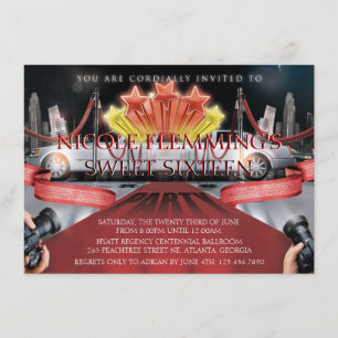 Red Carpet Sweet Sixteen Invitation