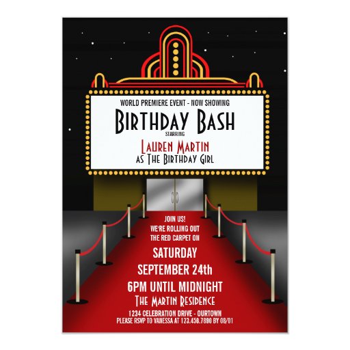 Red Carpet Birthday Party Invitations 7