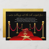 Red Carpet Themed Party with Faux Gold Foil Invitation (Front/Back)