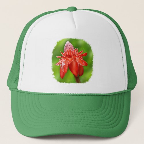 Red Carribean Rose Exotic Flower Trucker Hat