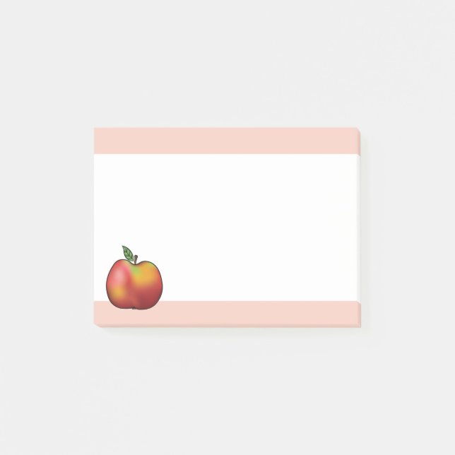 Red Cartoon Apple And Pink Post-it Notes (Front)